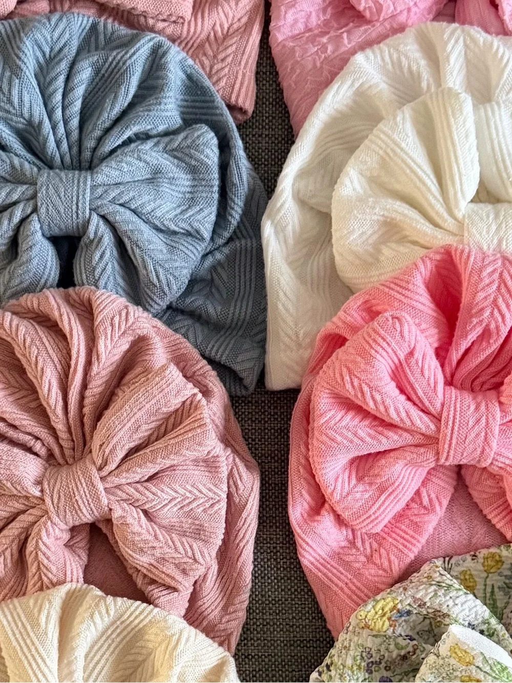 Kids Bow Turban Hat - Pink, Cream, Gray, Floral